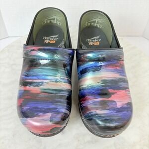 Dansko Womens Watercolor Leather Clog Mule SlipOn EU 38 US 7.5-8 Nursing Comfort